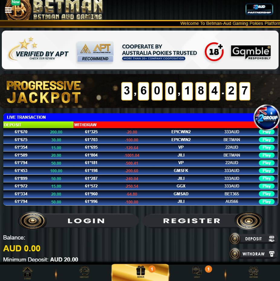 Betman Casino mobile version on Android